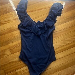 Wilfred Deep Blue Ruffled Top